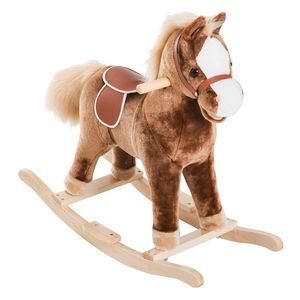Hojdací kôň 330-091, hojdacie zvieratko, plyšová hračka, hnedá, 74 x 33 x 62 cm - A