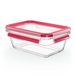 EMSA CLIP & CLOSE Glas, Box, Rechteckig, 0,85 l, Rot, Transparent, Glas, 420 °C
