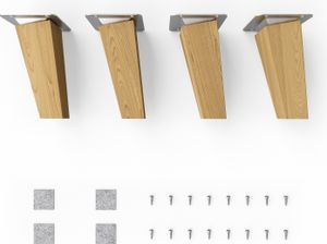 4x sossai® Holzfüße eckig - schräge Ausführung 12cm Eiche