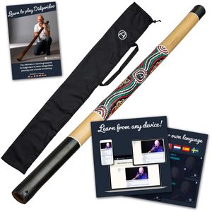 Anfänger-Didgeridoo inklusive Nylon-Tragetasche - Handbemalt - Inklusive Online-Didgeridoo-Kurs -