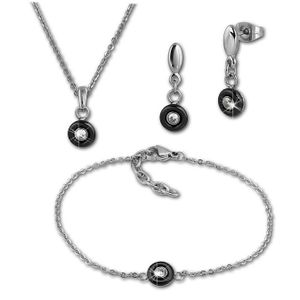 Amello Sada šperků z nerezové oceli s keramickými zirkony Náhrdelník, náramek, náušnice ESSX35S