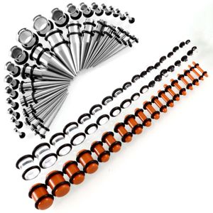 Stretch Rod Set Ear Stretcher Set Stainless Steel 36ks 1.6mm-10mm Ear Tunnel Flesh Plug and Stretch Rod Expander Set Ladies and Gents Ear Piercing, Transparent Brown