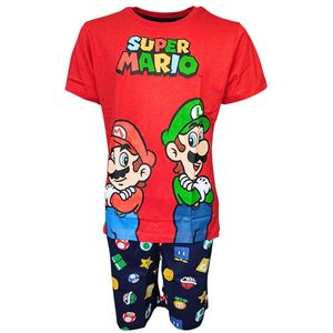 Schlafanzug kurz Super Mario & Luigi Rot-Blau 104 cm