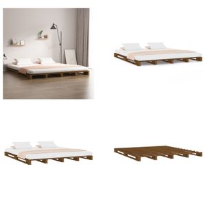 vidaXL Palettenbett Honigbraun 150x200 cm Massivholz - Palettenbett - Palettenbetten - Paletten Bett - Paletten Betten