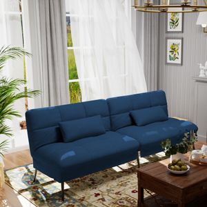 COMHOMA Sofa Schlafsofa mit Schlaffunktion, überzug Futon Klappsofa, Bettcouch, ecksofa, Couch Gästebett, 3-Sitzer Sofa, mit verstellbare Rückenlehne aus Stoff, blau