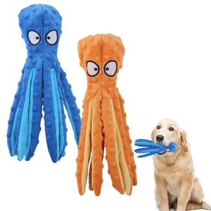 2 Stück Krake Spielzeug für Hund, Hundespielzeug ohne Füllung, Plüschspielzeug, Sicher Kauspielzeug für Kleine & Mittel Hunde(blau+orange)