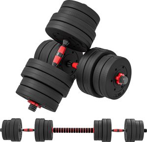 HOMCOM Sada činiek 2 v 1 30 kg nastaviteľná činka a činka profesionálne posilňovanie činky a vzpieranie pre domáce fitness