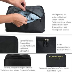 Packing Cube Gepäck Organizer 6er Set für Rucksack und Koffer, 3 Packing Cubes und 3 Aufbewahrungstaschen, Reise Kleidertaschen(Schwarz)
