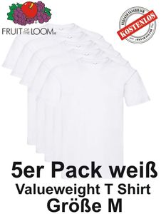 5er Pack Fruit of the Loom Valueweight T Shirt weiß S M L XL 2XL 3XL M