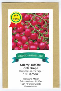 Cherrytomate - Stab-Tomate - Pink Grape - sehr ertragreich - süß - 10 Samen