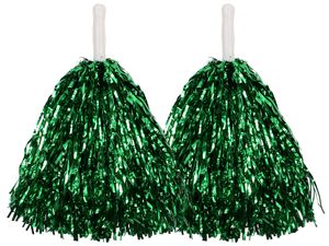 Pom Pom Pompon für Cheerleader Metallic - 2 Stück, Farbe wählen:grün