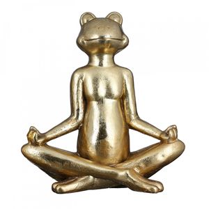 Dekofigur Frosch Yoga 50 cm - Casablanca 89292 - goldfarben mit Antikfinish - Indoor & Outdoor