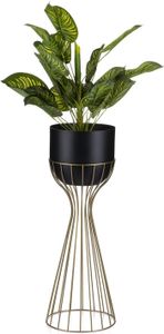HowHomely Nowoczesny stojak na rośliny z doniczką, złoty metalowy stołek na kwiaty o wysokości 56 cm - stojak na kwiaty do domu