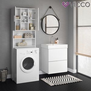 Vicco Waschmaschinenschrank Luis Weiß 190 x 64 x 25,6 cm Holzwerkstoff
