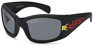 Kinder Sonnenbrille Sport UV 400 Schutz Fitness Flammen N550 Linsenfarbe Schwarz