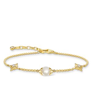 Thomas Sabo A1978-445-14 Armband Damen Perle mit Sternen Silber Vergoldet