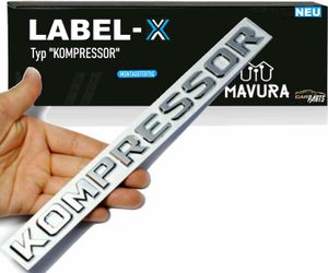 LABEL-X typ KOMPRESSOR chromowany napis emblemat logo naklejka, do AMG Mercedes tabliczka znamionowa