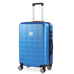 Monzana® Trolley Koffer | 42-116L Volumen | TSA Schloss | |Reisekoffer Hartschalenkoffer M L XL Rollen Case, Größe/Farbe:L - Blau