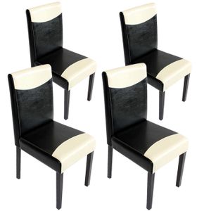 sada 4 jídelních židlí Kuchyňská židle Littau  Umělá kůže, černobílá, tmavé nohy