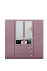 Albello Kleiderschrank mit Spiegel Selly Schlafzimmerschrank Kleiderschrank für das Wohnzimmer Rosa Pflaume 196x200x57,5