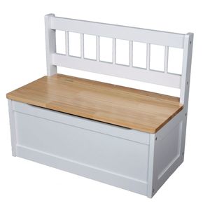 Detská drevená lavica 60 x 50 cm - biela / prírodná - detský nábytok drevená lavica s úložným priestorom