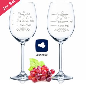 2x Leonardo XL Weinglas Schlechter Tag, Guter Tag - Frag nicht! - Geburtstagsgeschenk - Lustige Geschenke - Geeignet als