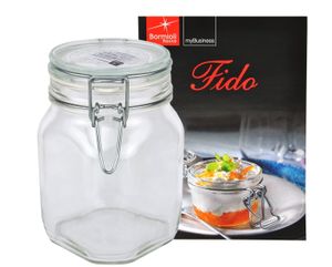 Einmachglas Bügelverschluss Original Fido 1,0L Vorratsglas Aufbewahrung incl. Bormioli Rezeptheft