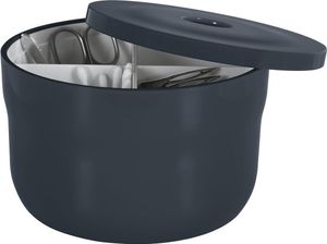 Organizér na kozmetiku Spirella "Cocco" s individuálne nastaviteľnými priehradkami Úložný box na make-up a šperky 15x9cm s vekom Tmavo sivá
