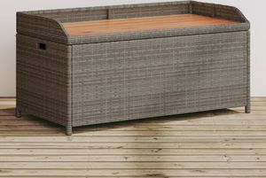 vidaXL Lavice s úložným prostorem šedá 100x50x52 cm polyratan akáciové dřevo