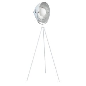 Industrial Stehlampe STUDIO 145cm weiß Blattsilber-Optik Stehleuchte Wohnzimmerlampe neigbarer Schirm