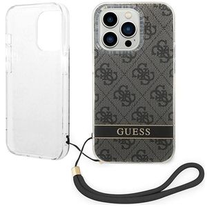 Guess Hardcase schwarz 4G Print Strap Collection mit Handschlaufe für iPhone 14 Pro Max  6,7"