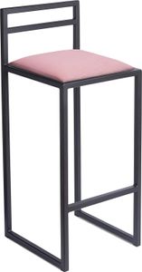 Barhocker Schwarz 95 cm mit Lehne – Metall Barstuhl mit Polstersitz – Industrial Loft Style - Rose