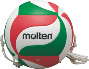 molten Volleyball Trainingsball mit 2 Halteseilen Weiß/Grün/Rot Gr. 5