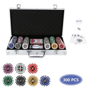 Lospitch Pokerchips Kartenspiele 300 Chips Alu-Gehaeuse Pokerset Pokerkoffer Tischauflage Spielmatte