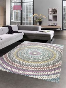 Teppich modern Wohnzimmer Teppich Regenbogen gepunktet bunt pastell Größe - 160x230 cm