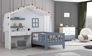 Mehrfarbig Kinderzimmer Modern Garnitur Kinderbett mit Schreibtisch Betten