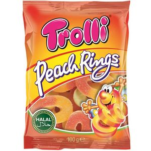 Trolli Peach Rings Halal saures Fruchtgummi mit Schaumzucker 100g