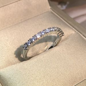 925 Silber Weiblicher Zirkon Stein Einreihiger Ring Fingerring Silber Versprechen Verlobungsringe Für