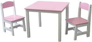 Kindermöbel-Set Kindersitzgruppe Kindertisch Kinderstuhl Sitzgarnitur Schreibtisch Hocker SEHR STABIL (Rosa/Weiß)