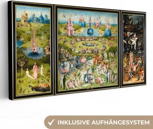 MuchoWow® - Obraz na plátne - Záhrada pozemských rozkoší - maľba, Hieronymus Bosch, nástenný obraz, nástenné dekorácie obrazy obývacia izba, 80x40cm