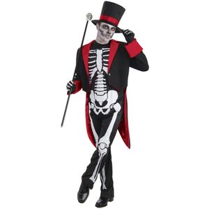 Bristol Novelty Pánský halloweenský kostým Mr Bone Jangles BN1743 (jedna velikost) (černá/bílá/červená)