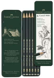 FABER-CASTELL tužka CASTELL 9000 6dílné kovové pouzdro