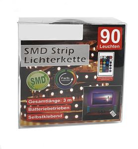SMD Strip Lichterkette selbstklebend - 90 LED - mit Farbwechsel und inklusive Fernbedienung