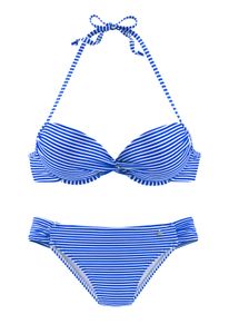 S. Oliver Damen Marken-Push-Up-Bikini, weiß-blau, C-Cup, Größe:36, Cup Größe:C-Cup