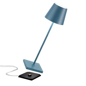 Zafferano Poldina Pro Tischlampe - Aufladbare LED Außenlampe - 38 cm - Blau