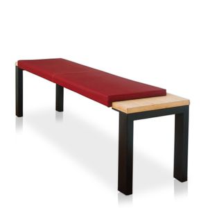 L Klemmkissen mit 1 Leiste, Sitzauflage Bank, weich gepolstert aus Kunstleder -  Germany, 2-Sitzer, Farbe:rot