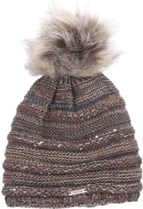 Antonio Strick Mütze mit Bommel Taupe