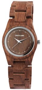 Excellanc Damen Holz Uhr braun Armbanduhr 1800193-005 Holzuhr