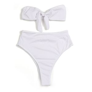 Damen Tr?gerlos 2-teilig Badeanzug Bandeau Bikini Badeanzug (Wei?, L)