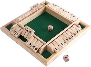 Deluxe,4-Spieler,Shut,The,Box,Holz,Tisch,Spiel,Klassisch,Würfelspiel,Board,Spielzeug,